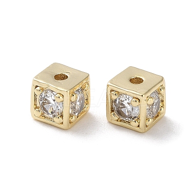 Brass Micro Pave Clear Cubic Zirconia Beads KK-Z049-03G-1