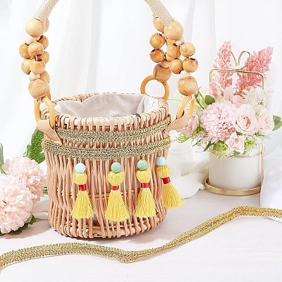 Metallic Centipede Braid Lace Trimming OCOR-WH0058-02G-1