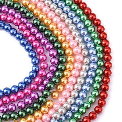 Baking Paint Pearlized Glass Pearl Round Bead Strands HY-Q330-8mm-M-1