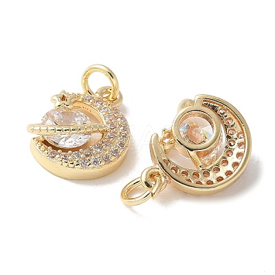 Brass Micro Pave Clear Cubic Zirconia Pendants KK-Q031-16G-1