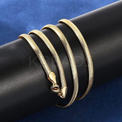 4mm Brass Flat Snake Chain Necklaces KK-F891-21G-1