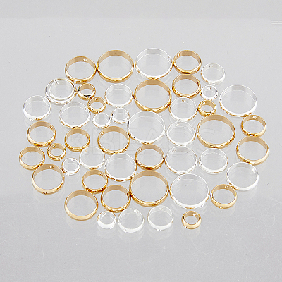 50Pcs 10 Style Brass Beads Frames KK-FH0005-11-1