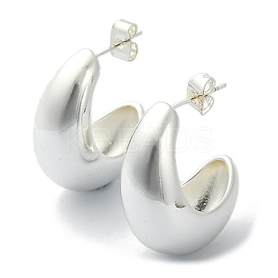 Teardrop Brass Stud Earrings EJEW-D098-04S-1