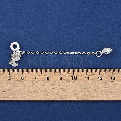 Brass Pave Clear Cubic Zirconia European Safety Chains with Charms KK-L236-16E-S-1