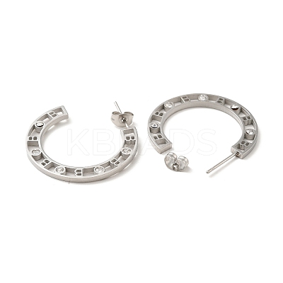 Crystal Rhinestone Initial Letter B Stud Earrings STAS-H175-28P-1