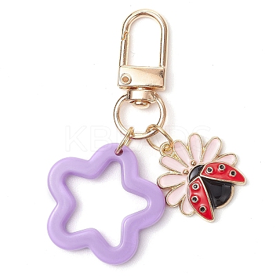 6Pcs 6 Colors Flower Opaque Acrylic Pendant Decorations HJEW-JM02330-1