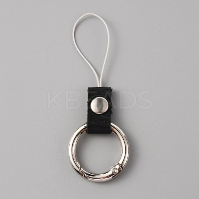 Leather and Zinc Alloy Mobile Phone Finger Rings AJEW-WH0307-53B-1