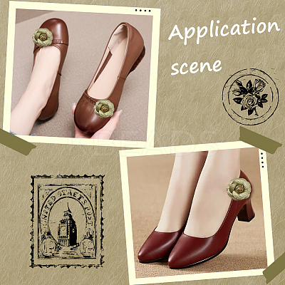 Flower Imitation Leather Shoe Decoration AJEW-WH20020-341C-1