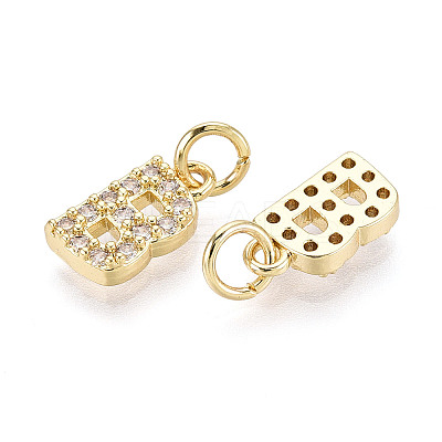 Brass Micro Pave Clear Cubic Zirconia Charms KK-N241-001B-1