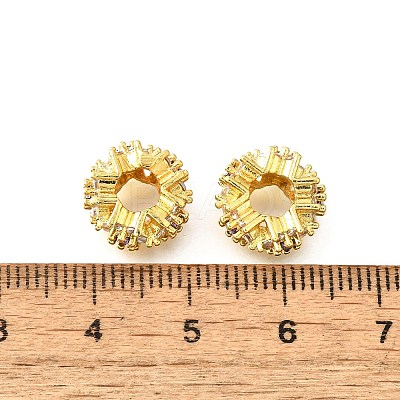 Flower Brass Micro Pave Cubic Zirconia European Beads KK-V008-19G-01-1
