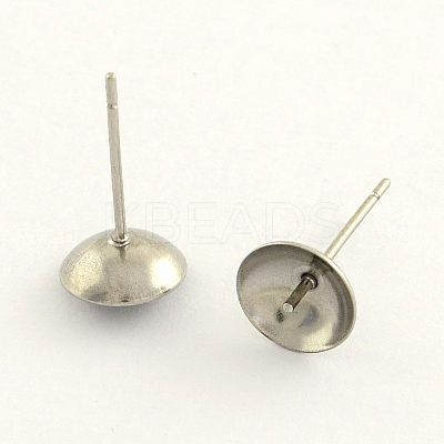 Tarnish Resistant 304 Stainless Steel Post Stud Earring Findings STAS-R063-42-1