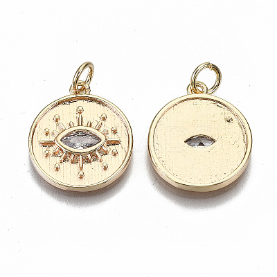 Brass Micro Pave Clear Cubic Zirconia Pendants KK-S356-156G-NF-1