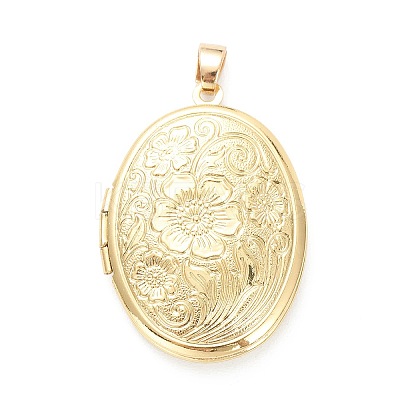 Brass Locket Pendants KK-P199-09G-1