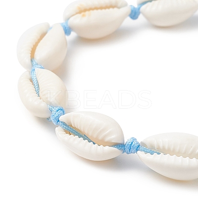 Natural Shell & Synthetic Turquoise Braided Bead Bracelet for Women BJEW-JB09245-01-1