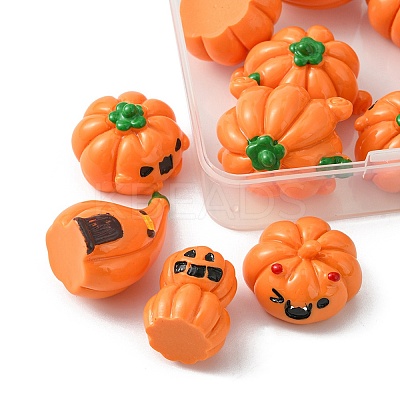 12Pcs 6 Styles Autumn Opaque Resin Pumpkin Cabochons RESI-YW0001-36-1