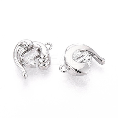 Brass Micro Pave Clear Cubic Zirconia Charms KK-N267-18P-1