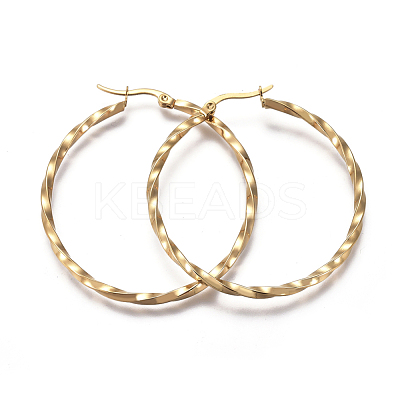 201 Stainless Steel Hoop Earrings EJEW-A054-06D-G-1