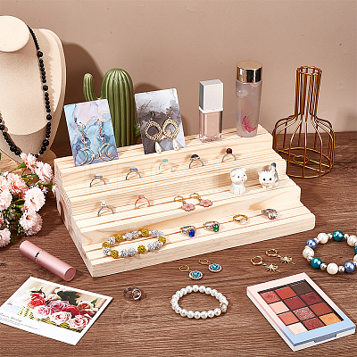 4-Tier Wood Jewelry Display Stands ODIS-WH0017-070-1