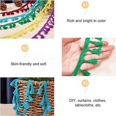 5 Rolls 5 Colors Cotton Tassel Ribbons OCOR-CA0001-13-1
