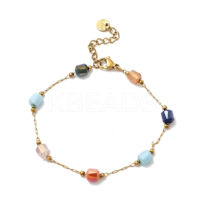 Glass Beaded Chain Bracelets BJEW-K237-23G-1