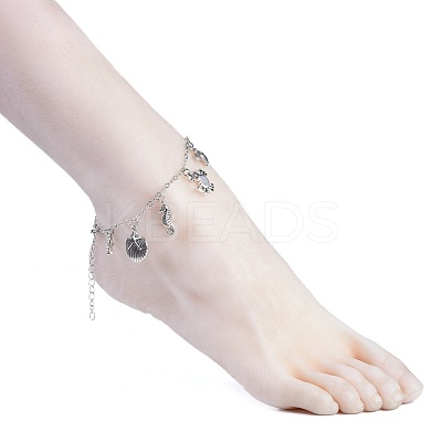 Brass Charm Anklets AJEW-AN00264-1