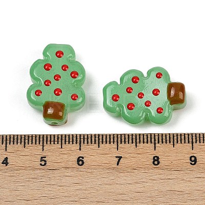 Christmas Theme Transparent Glass Enamel Beads LAMP-B028-02-1