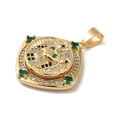 Brass Micro Pave Cubic Zirconia Pendants KK-R162-086B-G-1