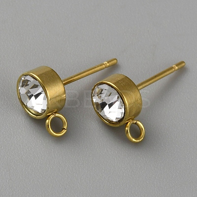 304 Stainless Steel with Crystal Rhinestone Stud Earring Findings STAS-WH0044-50G-1