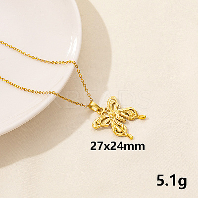 304 Stainless Steel Butterfly Pendant Necklaces CV0613-6-1