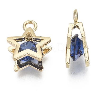 Brass Micro Cubic Zirconia Charms KK-N235-034C-1