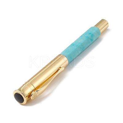 Dyed Natural Quartz Brass Pens AJEW-M209-04G-1