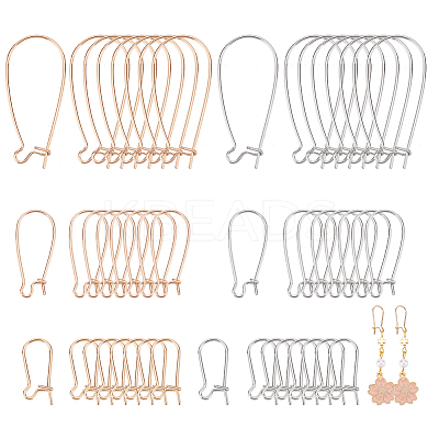48Pcs 6 Style Brass Hoop Earring Findings KK-BC0009-26-1