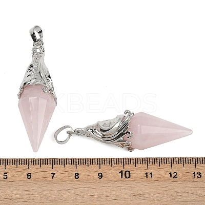 Natural Rose Quartz Faceted Bicone Big Pendants G-Z101-03P-08-1