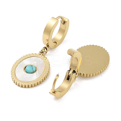 Oval 304 Stainless Steel Synthetic Turquoise Dangle Earrings EJEW-L283-072G-1