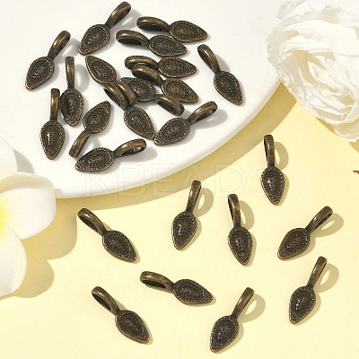 Tibetan Style Alloy Glue-on Flat Pad Bails TIBEP-Q064-183AB-NR-1