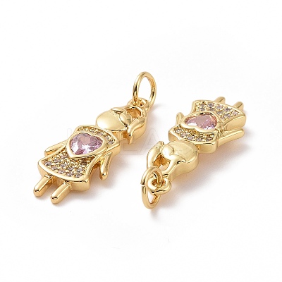 Brass Cubic Zirconia Pendants ZIRC-I062-01G-1