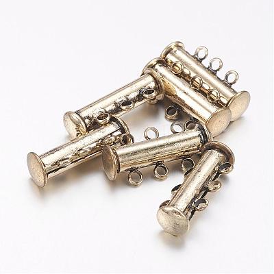 3-Strands 6-Holes Tube Brass Magnetic Slide Lock Clasps KK-D473-AB-NF-1