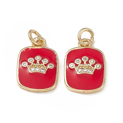 Brass Micro Pave Cubic Zirconia Enamel Pendants KK-E068-VB149-2-1
