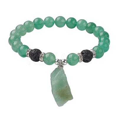 Natural Green Aventurine Beaded Stretch Bracelets BJEW-JB10070-02-1