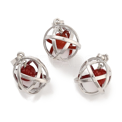 Natural Carnelian Round Ball Pendants G-Q163-05P-03-1
