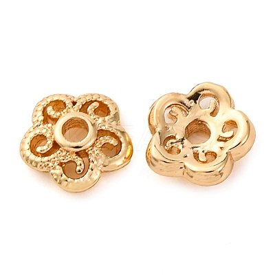 Flower Brass Bead Caps KK-K378-43G-1