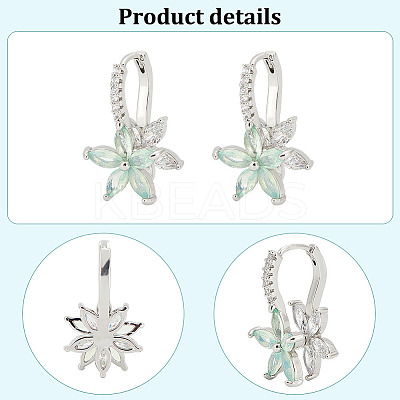 2 Pairs 2 Colors Cubic Zirconia Flower Hoop Earrings EJEW-FI0001-23-1