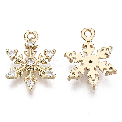 Brass Micro Pave Cubic Zirconia Charms for Christmas KK-R111-033-1