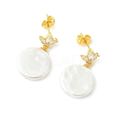 Brass Micro Pave Cubic Zirconia Stud Dangle Earrings for Women EJEW-JE07280-1
