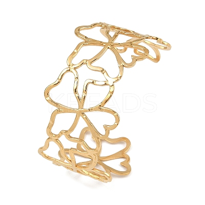 Hollow 304 Stainless Steel Cuff Bangles for Women LS-BJEW-L709-03G-1