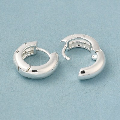 Clear Cubic Zirconia Star Hoop Earrings EJEW-C022-01S-1