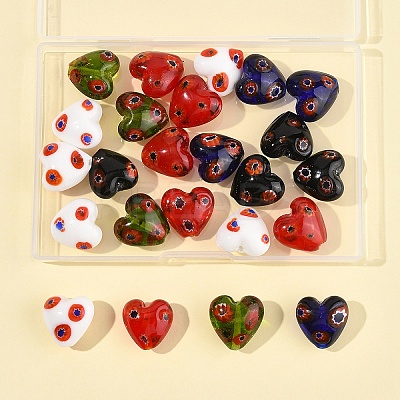 24Pcs 5 Colors Handmade Millefiori Glass Beads LAMP-FS0001-36-1