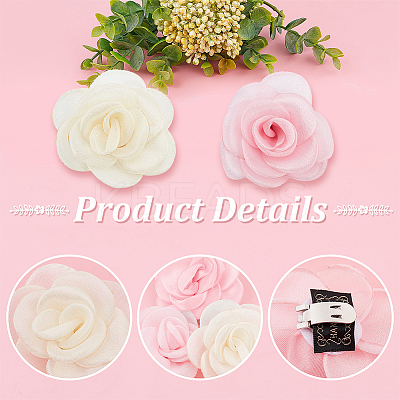 4pcs 2 colors Detachable Artificial Rose Organza Shoe Decoration AJEW-CP0001-82-1
