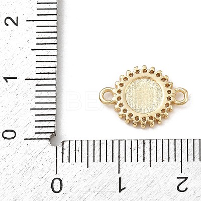 Brass Pave Clear Cubic Zirconia Religion Flat Round with Saint Connector Charms KK-L255-09G-01-1