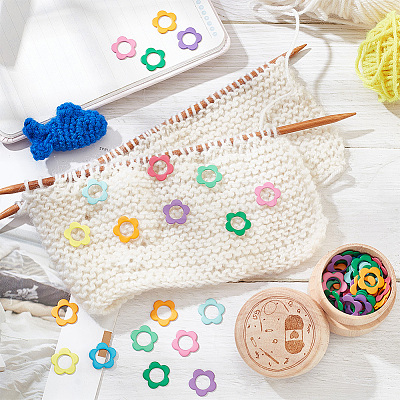 60Pcs Alloy Knitting Stitch Marker Rings FIND-NB0003-47-1